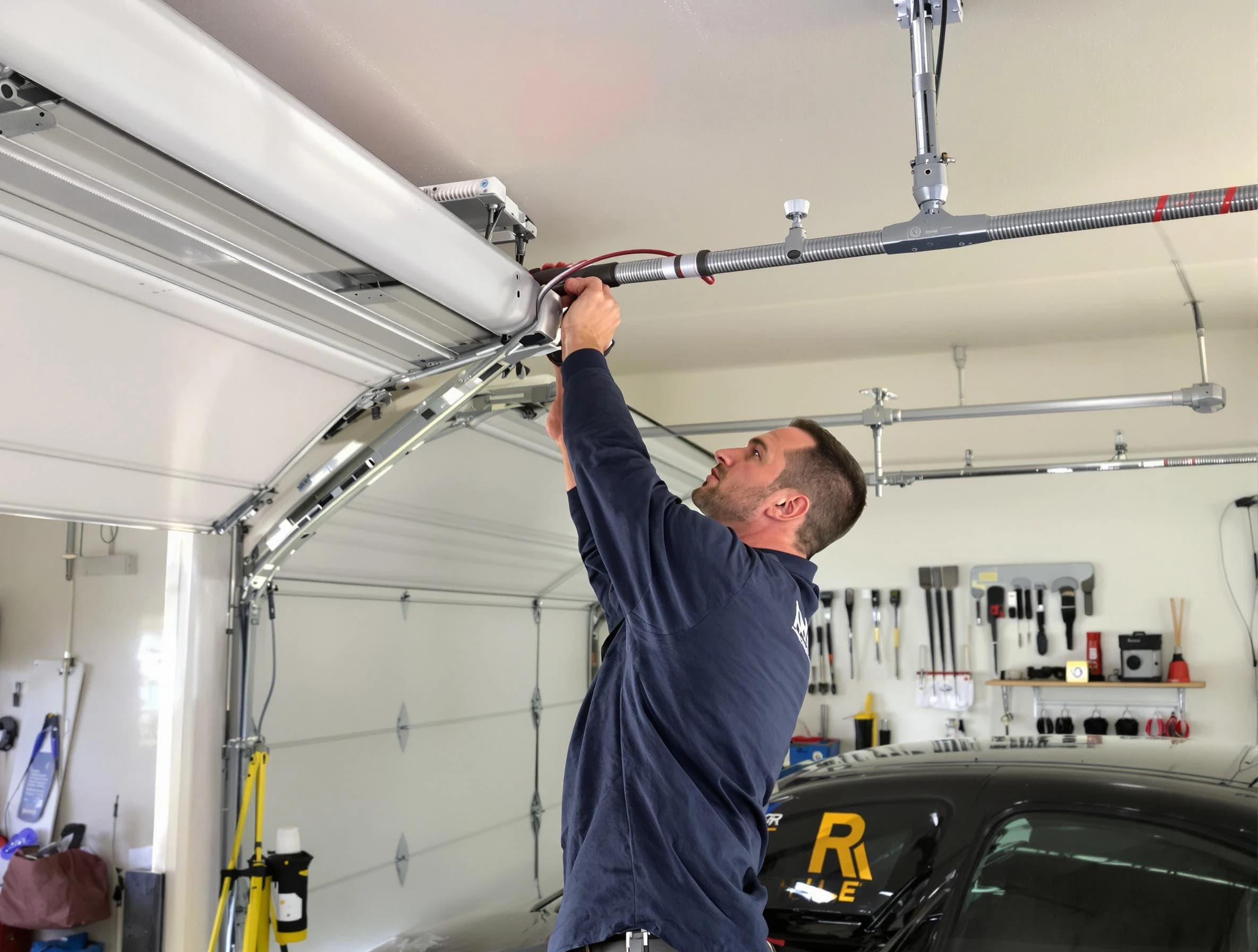 Lawrence Garage Door Repair technician performing garage door cable repair in Lawrence