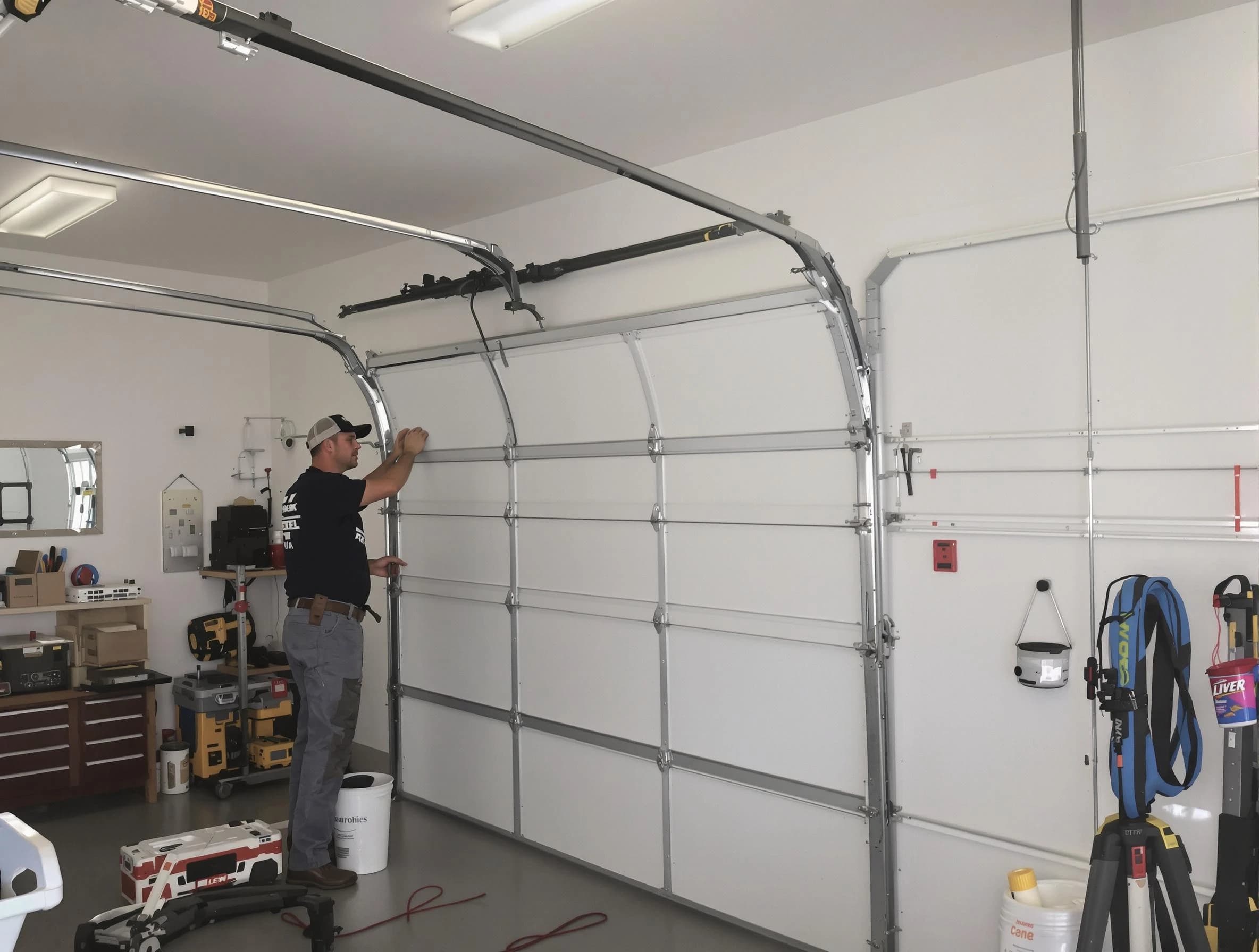 Lawrence Garage Door Repair team installing new garage door in Lawrence