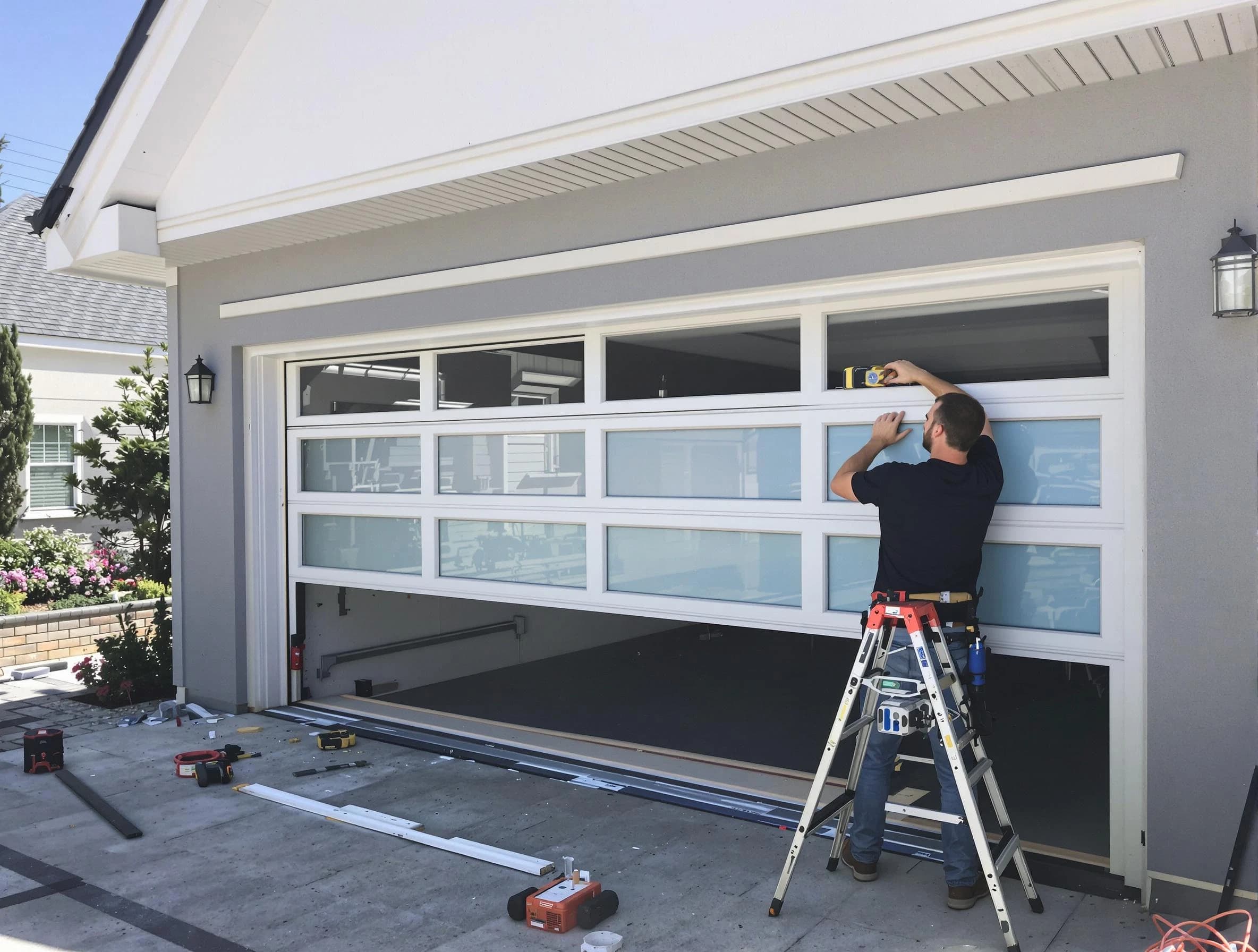 Lawrence Garage Door Repair team performing garage door replacement in Lawrence