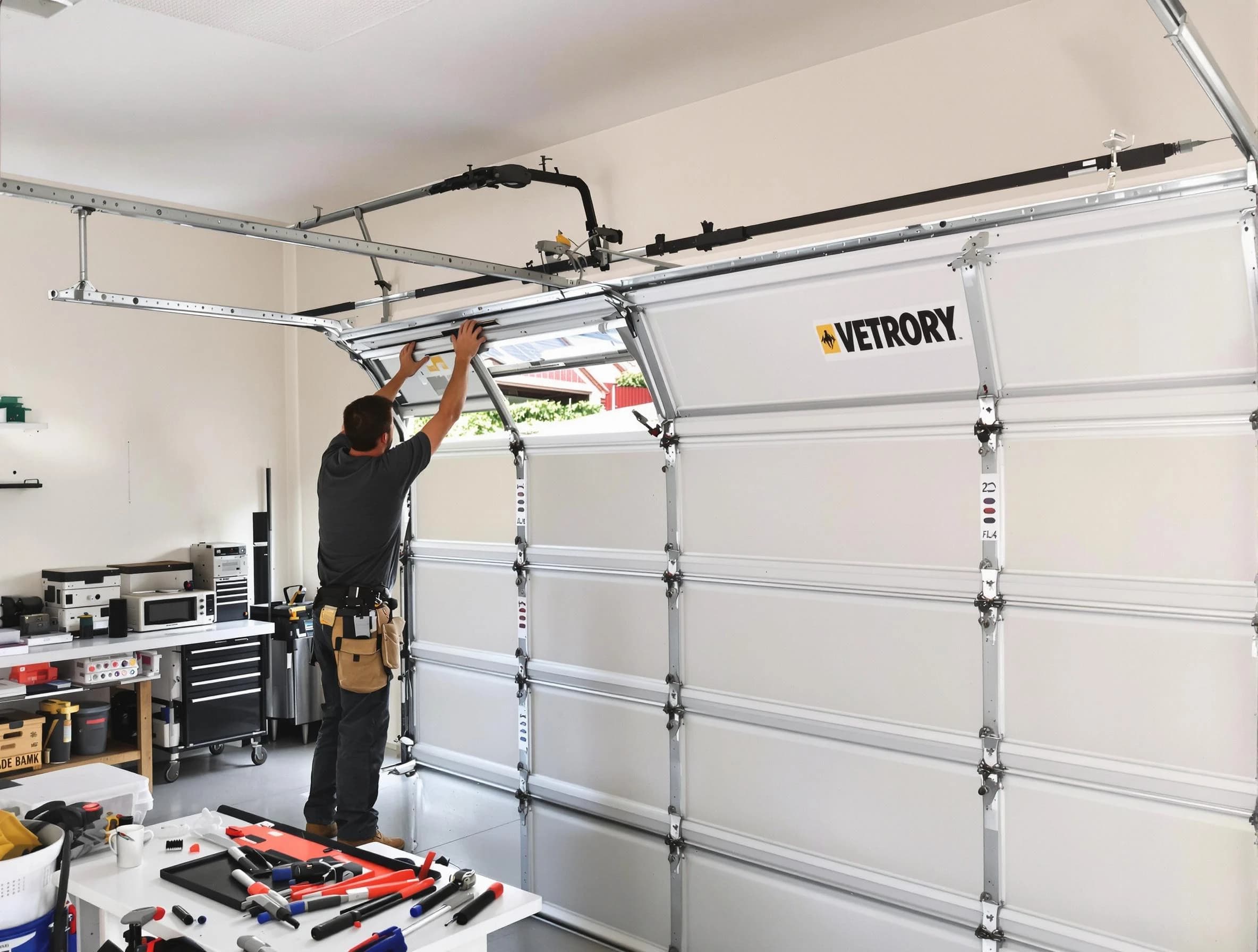 Lawrence Garage Door Repair technician performing section replacement in Lawrence