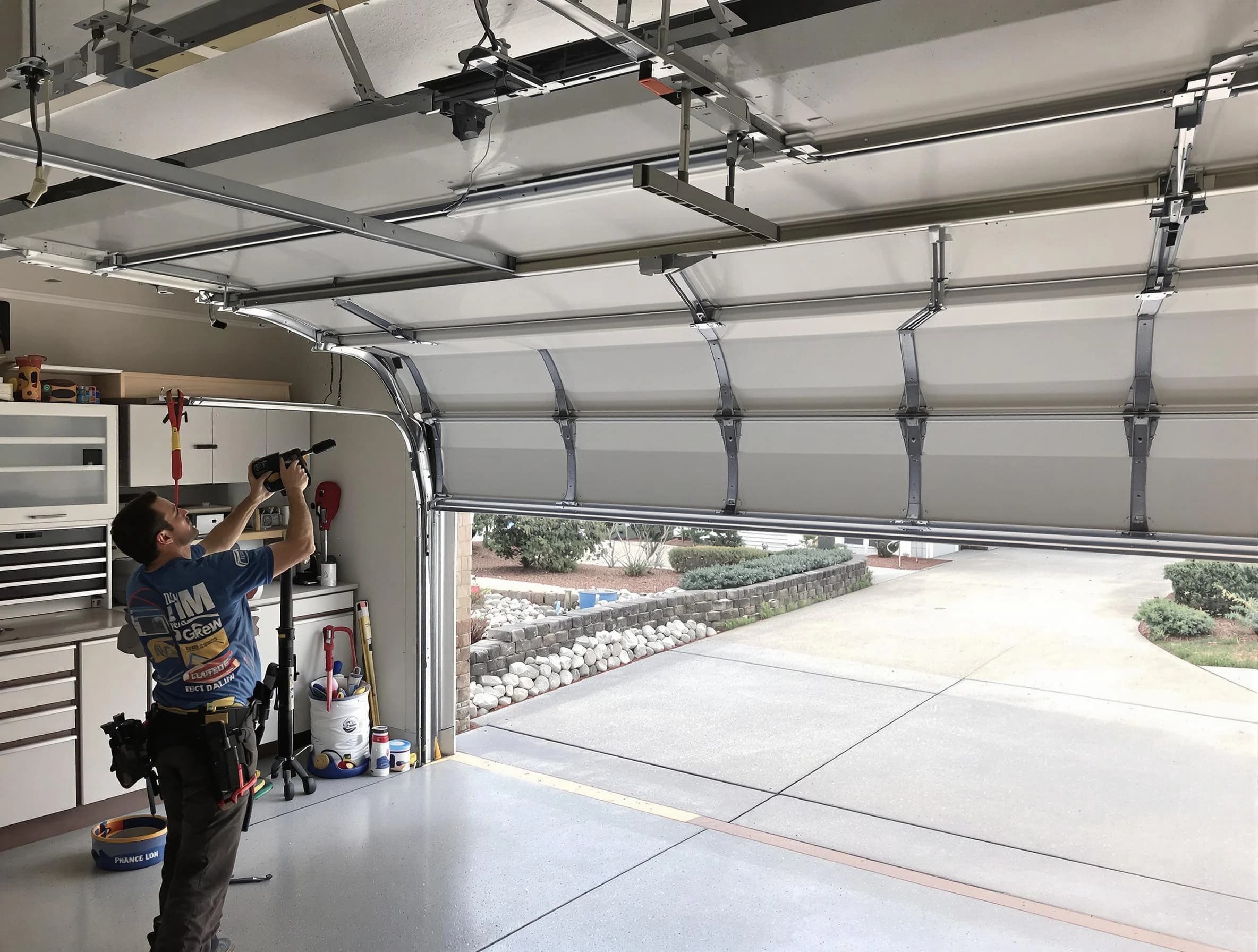 Garage door track repair service by Lawrence Garage Door Repair in Lawrence