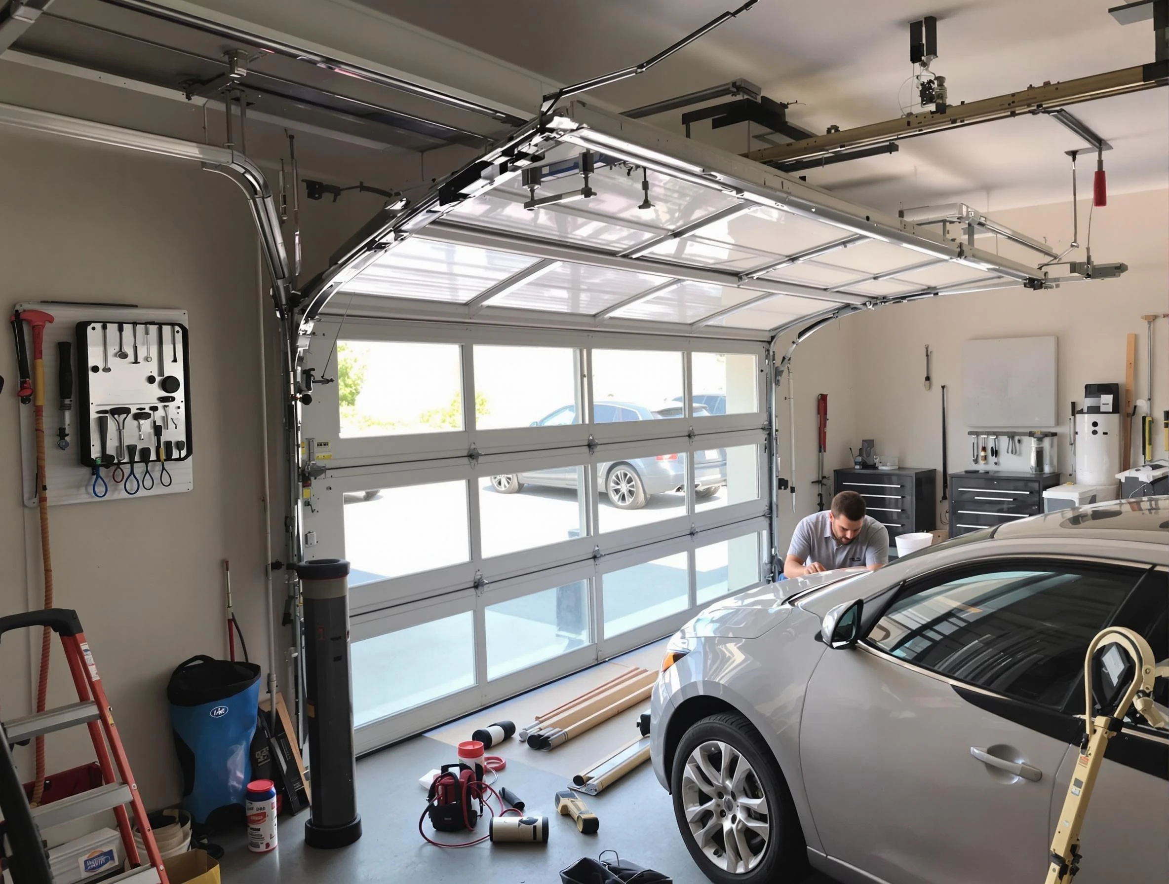 Garage door noise reduction service by Lawrence Garage Door Repair in Lawrence