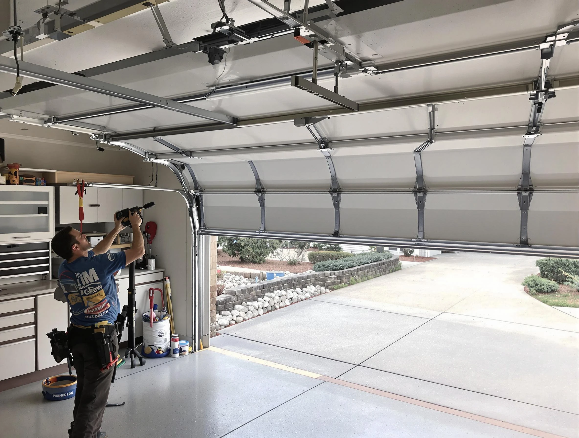 Garage door track repair service by Lawrence Garage Door Repair in Lawrence